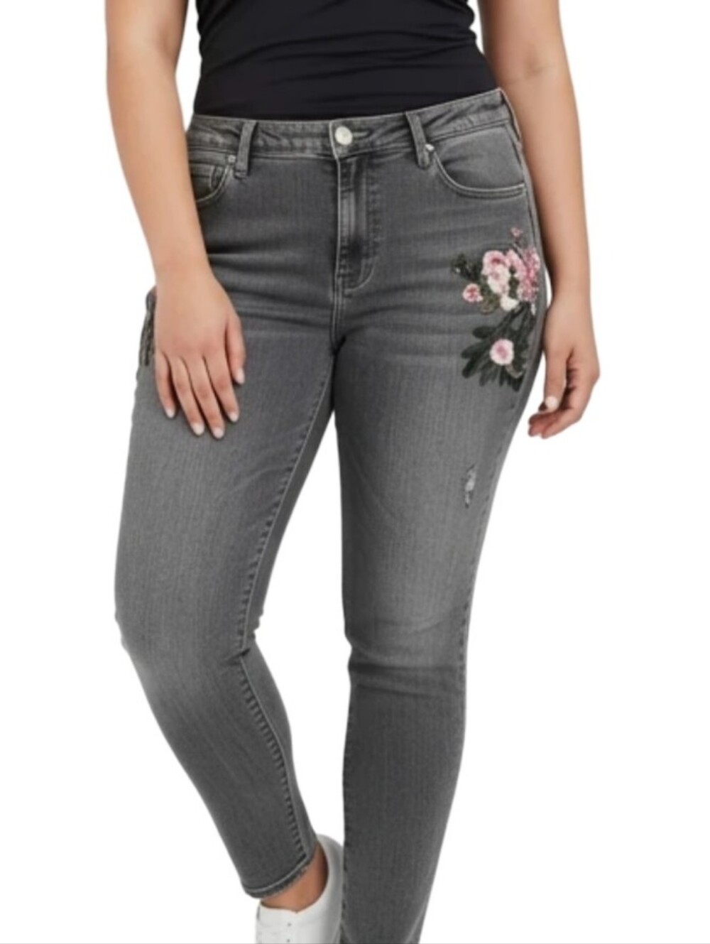 Blue Cult Vintage Y2K 90s Embroidered Floral Washed Black Flared Jeans Size 30
